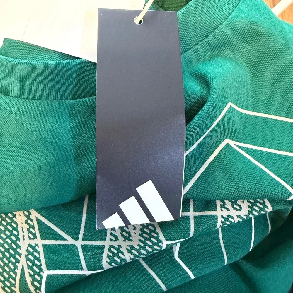 Adidas M T Fill‎ Tee Collegiate Green Geometric Graphic Retro Large 100% Cotton